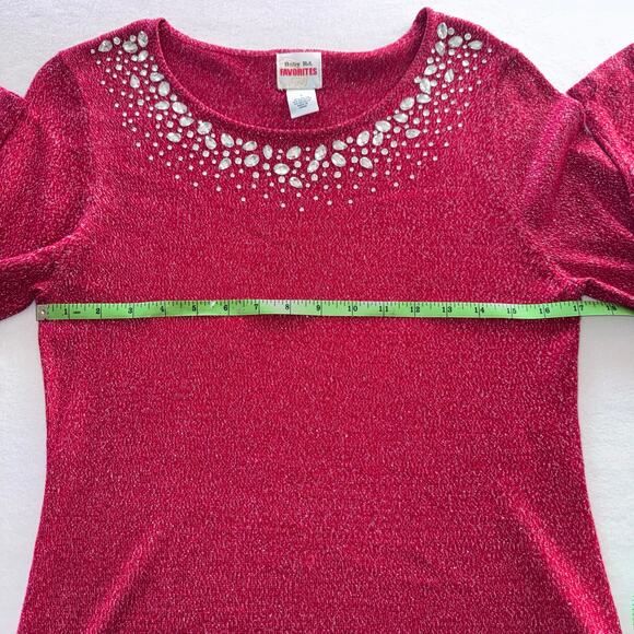 Red Silver Vintage Bedazzled Blouse - Picture 5 of 9